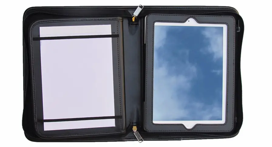 Porta Tablet con broche, Funda para Ipad, Funda para tablet con cierre, Funda portátil en curpiel